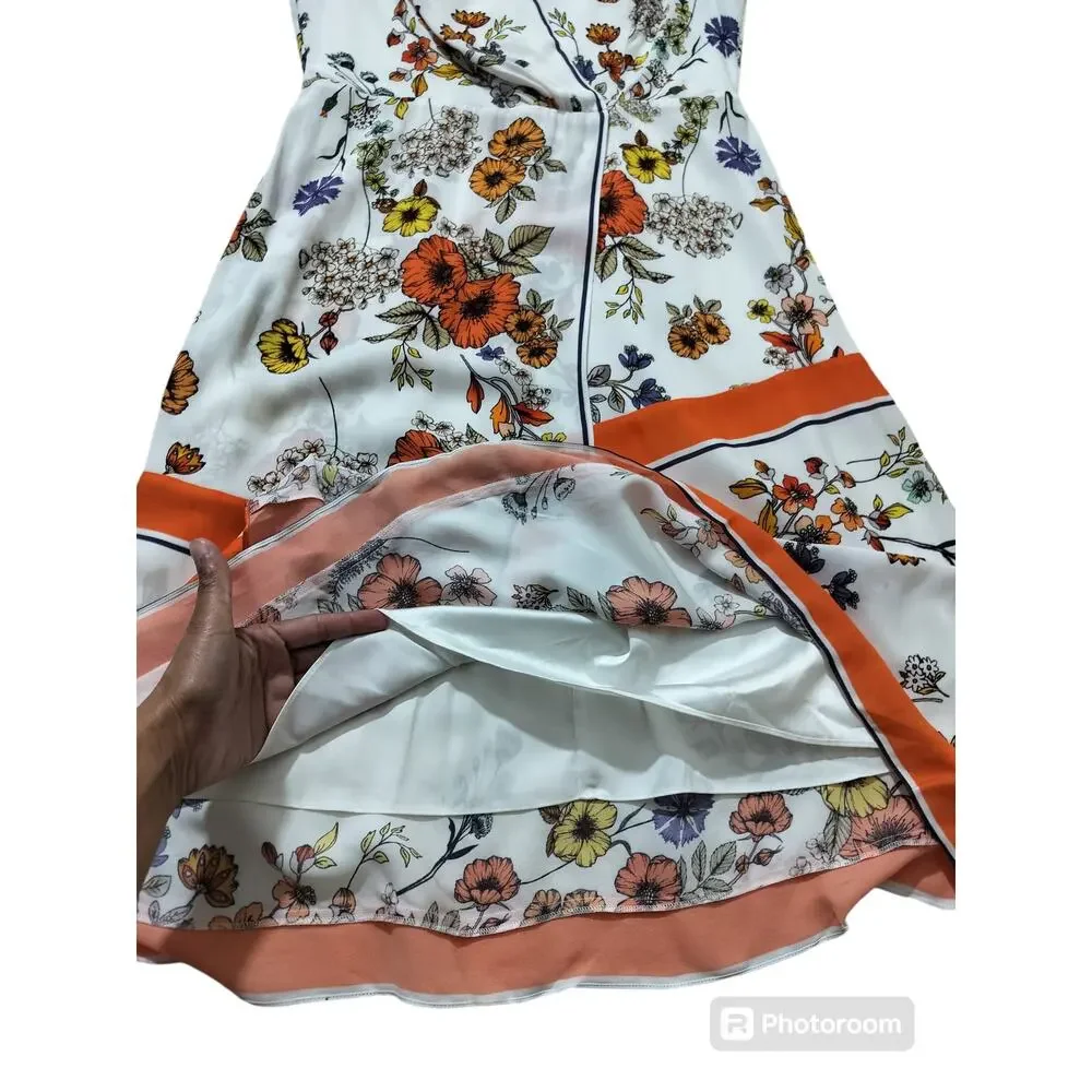 Elie Tahari Women's Jannele Orange Floral Sleeveless Fit & Flare Dress | Size‎ 4